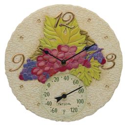 Taylor Precision Products 92689T 14-Inch Grapes Clock with Thermometer