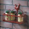 Single Basket Red Rooster Iron Wall Rack