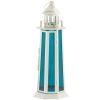 Lighthouse Candle Lantern with Ocean Blue Glass