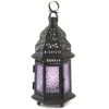 Lavender Glass Moroccan Candle Lantern - 11 inches