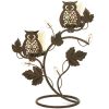 Iron Double Candle Holder with Cutout Owls