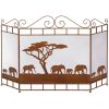 Elephants on the Savannah Fireplace Screen