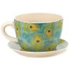 Peacock Feather Dolomite Tea Cup Planter - 4.5 inches