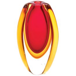Red and Gold Sunfire Glass Vase