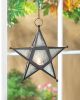 Glass Star Hanging Candle Lantern - Clear