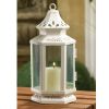 Victorian Style White Candle Lantern - 8 inches