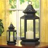 Victorian Style Black Candle Lantern - 8 inches