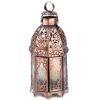 Lacy Cutout Copper-Tone Candle Lantern - 9.5 inches