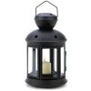 Round Black Star Cut-Out Candle Lantern - 9.5 inches