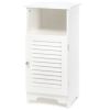 White Slatted Cabinet with Shelf