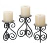 Scrolled Metal Candle Stand Set