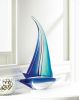Blue Sailboat Art Glass Sculpture