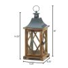 Diamond-Side Wood Candle Lantern - 14 inches