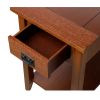 Transitional Wooden Chairside Table with 1 Drawer and Open Shelf, Brown