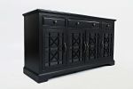 Craftsman Series 60 Inch Wooden Media Unit with 3 Drawers, Antique Black