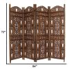 Handcrafted Wooden 4 Panel Room Divider Screen With Tiny Bells - Reversible