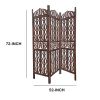 Decorative 3 Panel Mango Wood Screen with Abstract Carvings, Brown