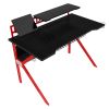 PVC Coated Ergonomic Metal Frame Gaming Desk, Black and Red