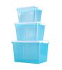 Set of 3 All-purpose Household Storage Boxes/ Storage Bins,Transparent Blue