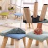 Durable Stool Bench Seat Footstool Fabric Ottoman Detachable Cover, 4 Legs, Light Blue