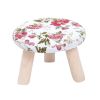 Round Stool Footstool Bench Seat Foot Rest Ottoman Detachable Cover, 3 Legs, Peony