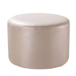 Round Faux Leather Modern Small Stool Shoes Stool  Sofa Pier Ottoman Stool, Beige