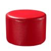 Round Faux Leather Modern Small Stool Shoes Stool  Sofa Pier Ottoman Stool, Red