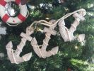Wooden Rustic Whitewashed Decorative Triple Anchor Christmas Ornament Set 7""