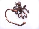 Antique Copper Octopus Hand Towel Holder 10""