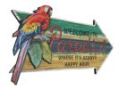 Wooden Arrow Welcome To Paradise Parrot Beach Sign 18""