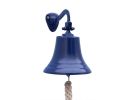 Solid Brass Hanging Ships Bell 11&quot; - Blue