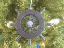 Dark Blue Decorative Ship Wheel With Seashell Christmas Tree Ornament  6""