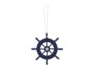 Dark Blue Decorative Ship Wheel With Starfish Christmas Tree Ornament 6""