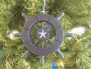 Dark Blue Decorative Ship Wheel With Starfish Christmas Tree Ornament 6""