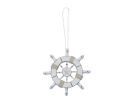 Rustic White Decorative Ship Wheel With Starfish Christmas Tree Ornament 6&quot;