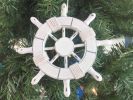 Rustic White Decorative Ship Wheel Christmas Tree Ornament 6&quot;