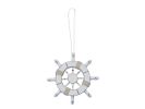Rustic White Decorative Ship Wheel Christmas Tree Ornament 6&quot;
