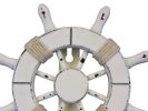 Rustic All White Decorative Ship Wheel with Hook 8&quot;