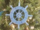 Rustic Light Blue Decorative Ship Wheel With Anchor Christmas Tree Ornament 6""