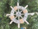 Rustic Decorative Ship Wheel With Anchor Christmas Tree Ornament 6""