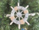 Rustic Decorative Ship Wheel With Seashell Christmas Tree Ornament  6""