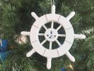 White Decorative Ship Wheel With Anchor Christmas Tree Ornament 6&quot;
