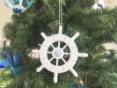 White Decorative Ship Wheel With Seashell Christmas Tree Ornament  6&quot;