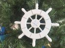 White Decorative Ship Wheel With Starfish Christmas Tree Ornament 6&quot;