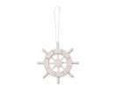 White Decorative Ship Wheel Christmas Tree Ornament 6&quot;
