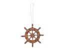 Rustic Wood Finish Decorative Ship Wheel Christmas Tree Ornament 6&quot;