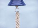 Solid Brass Hanging Ship's Bell 6"" - Blue Powder Coated