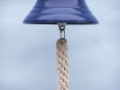 Solid Brass Hanging Ship's Bell 9&quot; - Blue Powder Coated