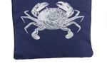 Navy Blue and White Crab Pillow 16""