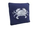 Navy Blue and White Crab Pillow 16""